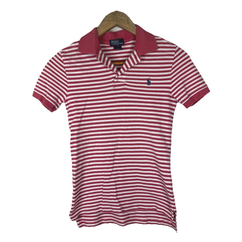 Polo by Ralph Lauren Shirt Boys Small Red White Striped Embroidered Classic
